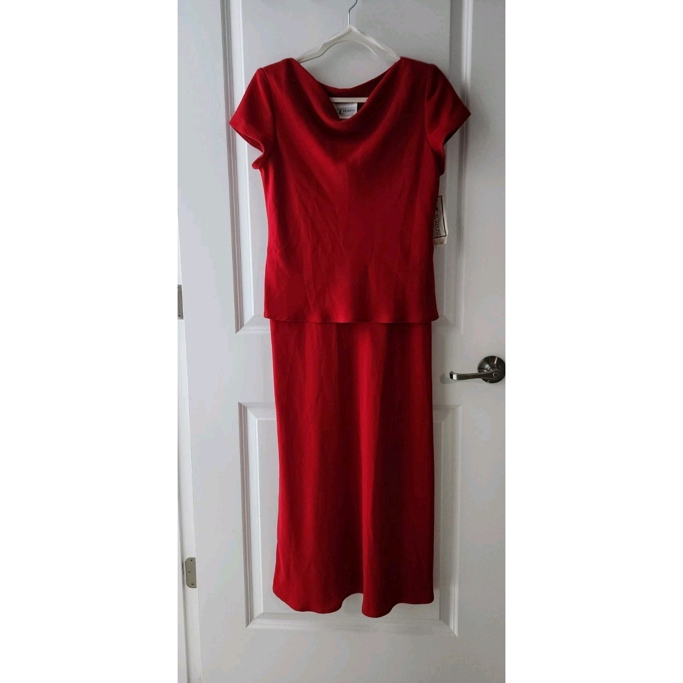 Vintage S.L. Fashions Women's Drape Neck Popover Midi Dress Red Size 10